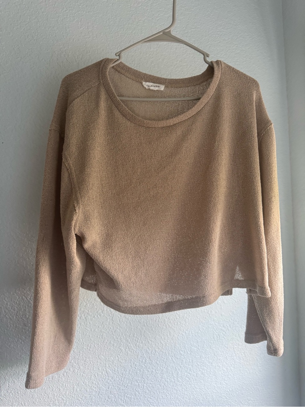 Blu Pepper Neutral Taupe Knit Crew Sweater